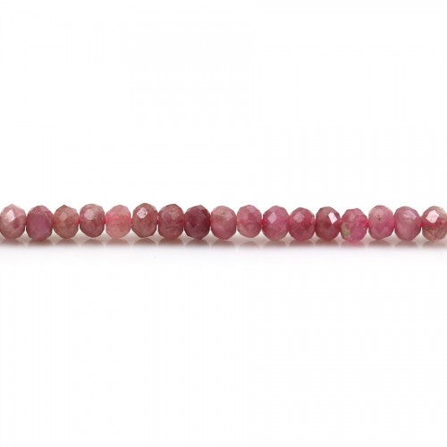 Pink tourmaline, in the shape of a faceted washer, 3 * 4mm x 39cm