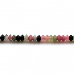 Multicoloured Tourmaline, faceted abacus roundel, 2x3mm x 20pcs
