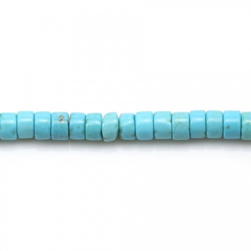 Turquoise reconstituted blue, in the shape of a washer, 3 * 4mm x 40cm