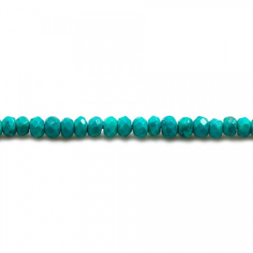 Turquoise reconstituted, in the shape of faceted washer, measuring 4*2.5mm x 40cm