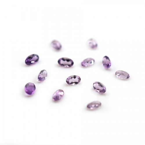 Clear amethyst for inlay ,3x5mm, in faceted oval shape x 2pcs