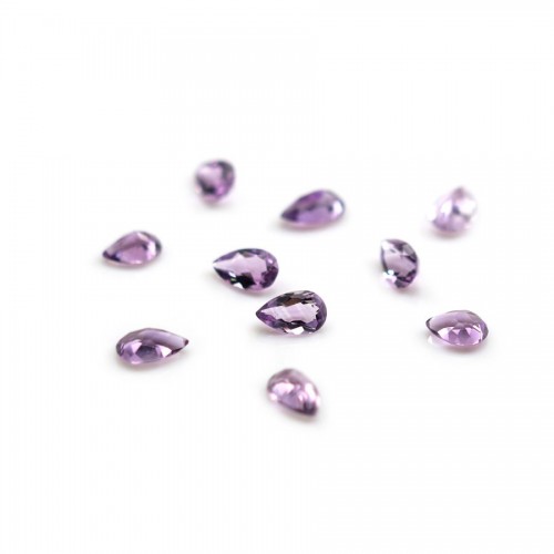 Amethyst light for inlay, in the shape of a faceted drop x 1pc