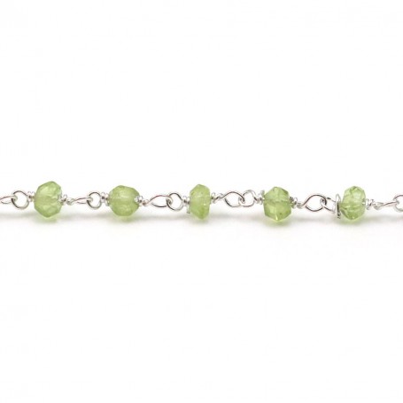 Silver chain with prehnite of 2x3mm x 20cm 