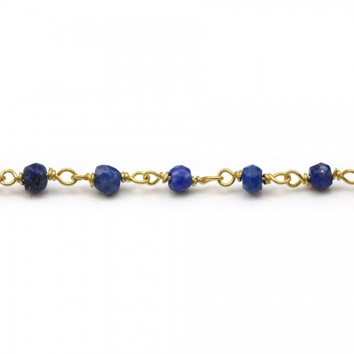 Gold plated silver chain with lapis lazuli of 2*3mm x 20cm 