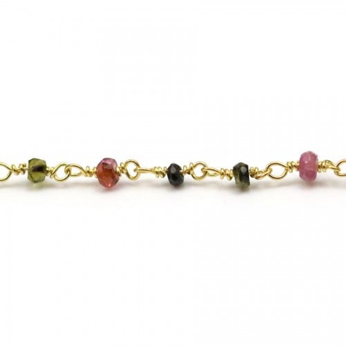 Gold plated silver chain tourmaline with of 3mm x 20cm 