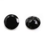 Pendant in agate of black color, in shape of round faceted, 15mm x 1pc