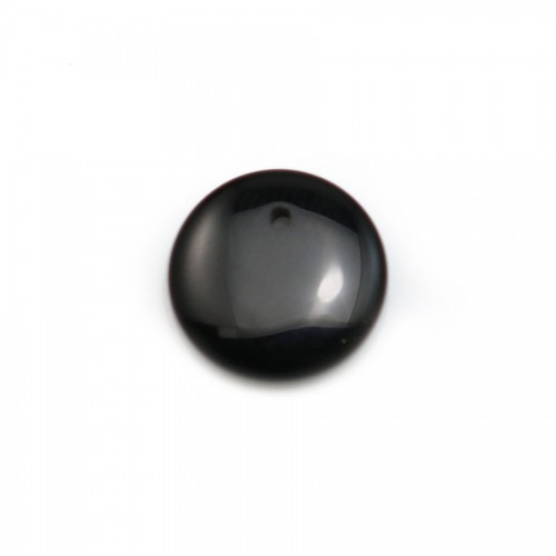 Pendente de ágata preta, forma redonda plana, 12mm x 4pcs