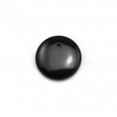Pendant in black agate, in flat round shape, 12mm x 4pcs