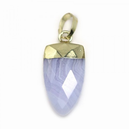 Pendant in chalcedony, set in gold metal, 10 * 18mm x 1pc