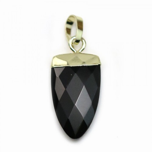 Pendant in onyx, set in gold metal, 10 * 18mm x 1pc