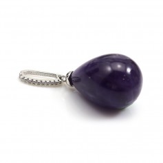 Pendant of amethyste half drilled,in shape of a drop, 15 * 20mm x 1pc