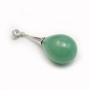 Pendant of green aventurine half drilled,in shape of a drop, 15 * 20mm x 1pc