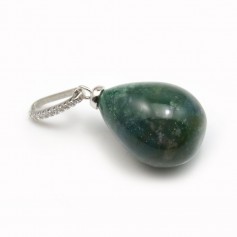 Pendant on indian agate half drilled, in shape of a drop, 15 * 20mm x 1pc
