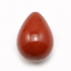 Pendant in red jaspe, half drilled, in shape of a drop, 15*20mm x 1pc