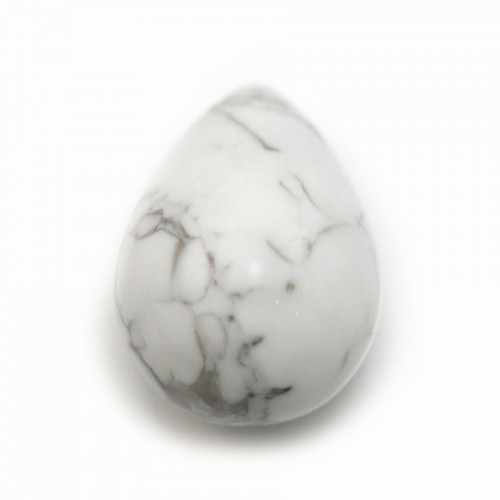 Pendant in howlite, half drilled, in shape of a drop, 15*20mm x 1pc