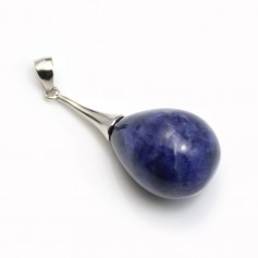 Pendant on sodalite, half drilled, in shape of a drop, 15x20mm x 1pc