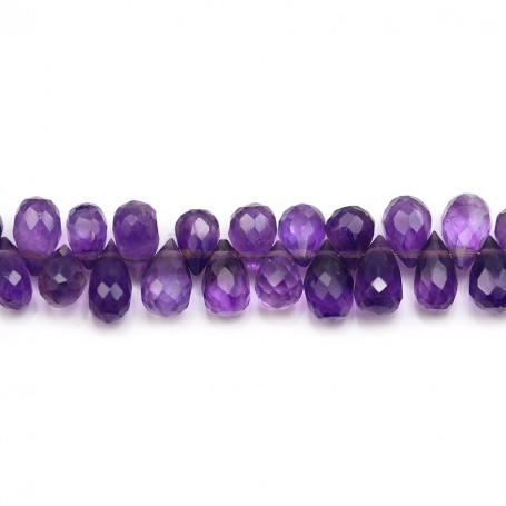 Amethyst, in the shape of faceted briolette, 5.5 * 8.5mm x 22cm