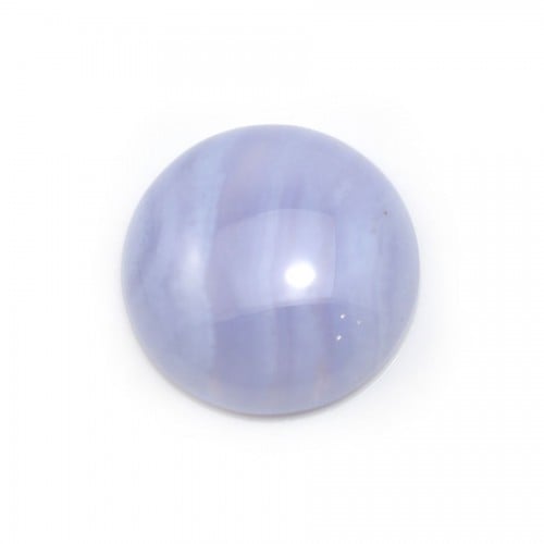 Blue chalcedony cabochon, in round shape, 16mm x 1pc