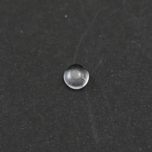 Cabochon of crystal rock, in round shape, 4mm x 4 pcs