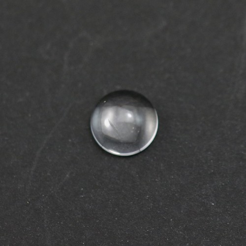 Cabochon of crystal rock, in round shape, 8mm x 4 pcs