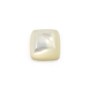 Cabochon of white mother-of-pearl, in the shape of square, 10mm x 1pc
