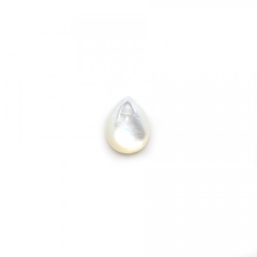 Cabochon branco madrepérola, forma de gota 6x8mm x 2pcs