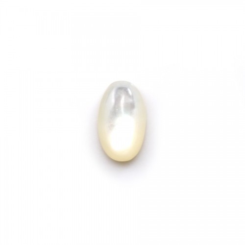 Cabochon branco mãe de pérola, forma oval de 6x9mm x 4pcs
