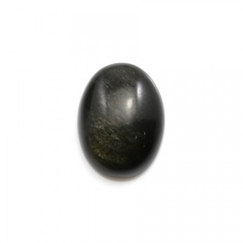 Obsidian oval-shaped cabochon, in size of 13x18mm x 1pc