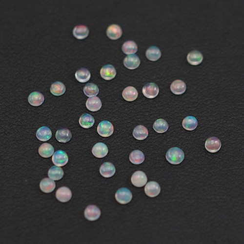 Opale etiope cabochon, multicolore, forma rotonda, 2,6 mm x 35 pezzi