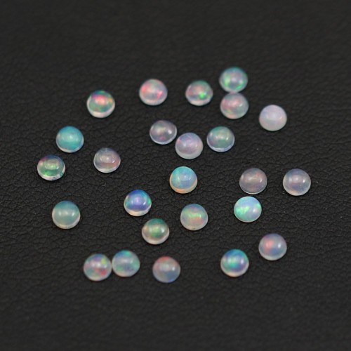 Ethiopian opal in cabochon, multicolored, in round shape, 3mm x 25pcs