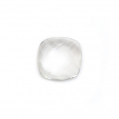 Cabochon cristal de roche carre facette 10mm x 1pc