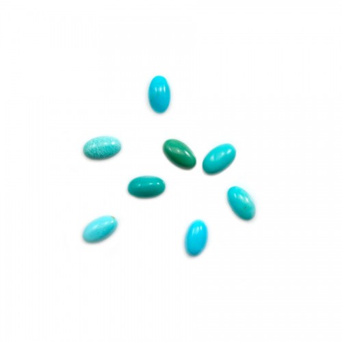 Cabochon of oval-shaped turquoise, 3x5mm, x 1pc