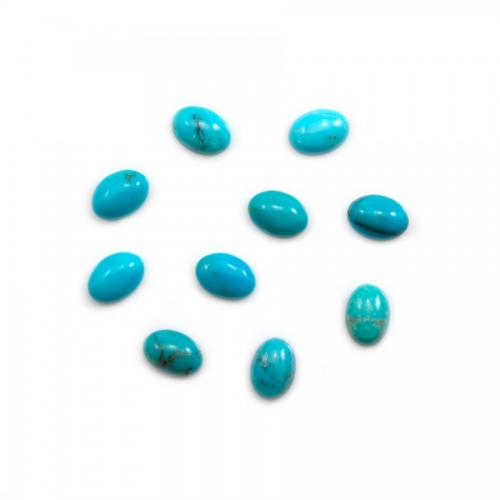 Cabochon of oval-shaped turquoise, 5x7mm, x 1pc
