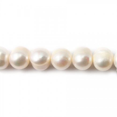 Perle coltivate d'acqua dolce, bianche, ovali/regolari, 9-11 mm x 1 pz