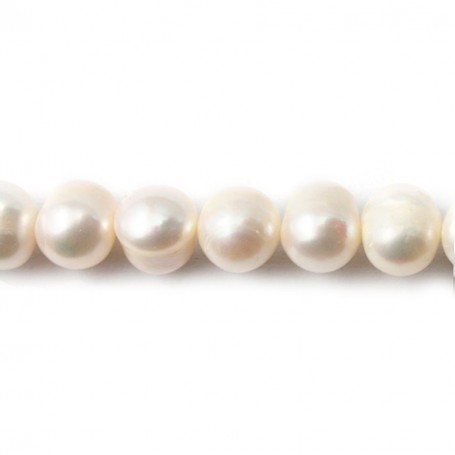 Perles de culture d'eau douce, blanche, irrégulière, 9-11mm x 5pcs