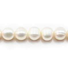 Perlas cultivadas de agua dulce, blancas, redondas/irregulares, 10-11mm x 40cm