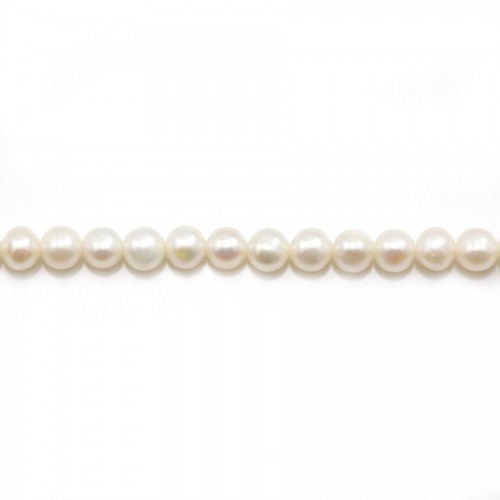 Perle coltivate d'acqua dolce, bianche, semitonde, 4-4,5 mm x 38 cm