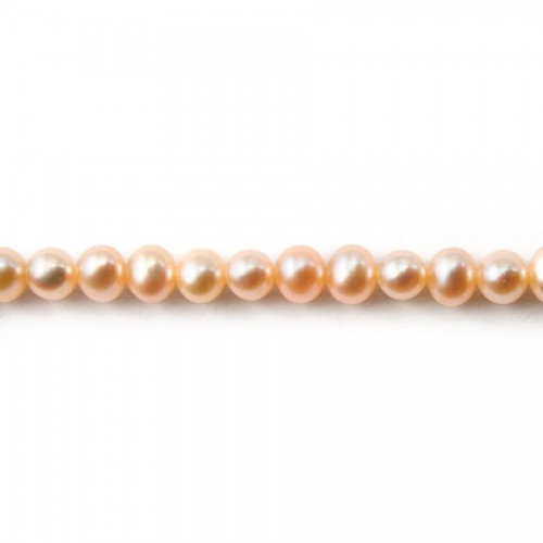 Perle coltivate d'acqua dolce, salmone, semirotonde, 5,5-6 mm x 40 cm