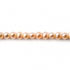 Freshwater cultured pearls, salmon, half-round, 5.5-6mm x 40cm