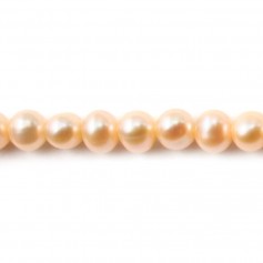 Salmon color round freshwater cultured pearls 6-7mm x 4pcs