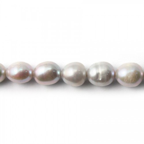 Perles de culture d'eau douce, grise, olive, 8-9mm x 6pcs