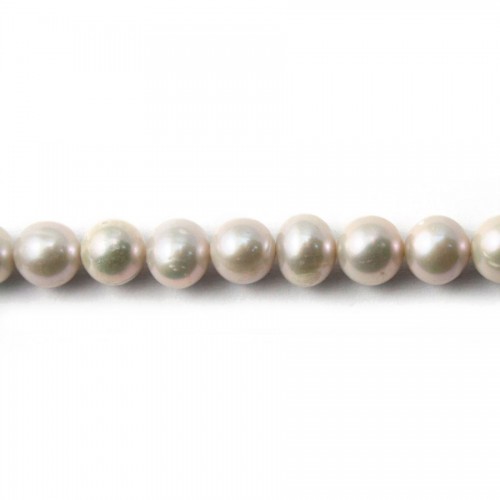 Perle coltivate d'acqua dolce, grigie, ovali, 6-7 mm x 39 cm