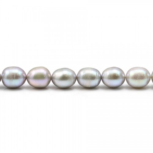 Perles de culture d'eau douce, grise B, olive, 7-8mm x 10pcs
