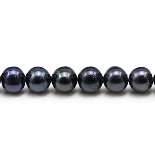 Perles d'eau Douce teinte bleu foncée 8-9mm X 4pcs