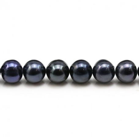 Perles d'eau Douce teinte bleu foncée 8-9mm x 4pcs