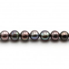 Purplish round freshwater cultured pearls 8x9mm x 2pcs