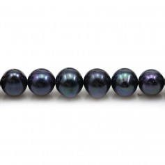 Perlas cultivadas de agua dulce, azul oscuro, ovaladas, 8-9mm x 2pcs