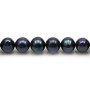 Perles d'eau douce semi rondes bleu violacé sur fil 8-9mm x 40cm