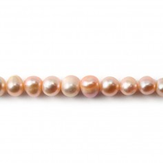 Freshwater cultured pearls, salmon, oval, 5-5.5mm x 5pcs