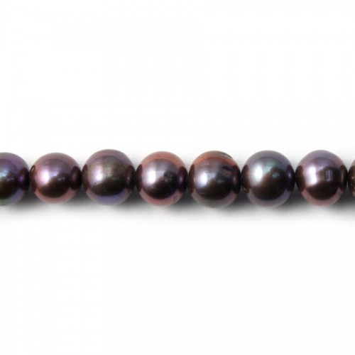 Perlas cultivadas de agua dulce, malva, semirredondas, 7-8mm x 2ud